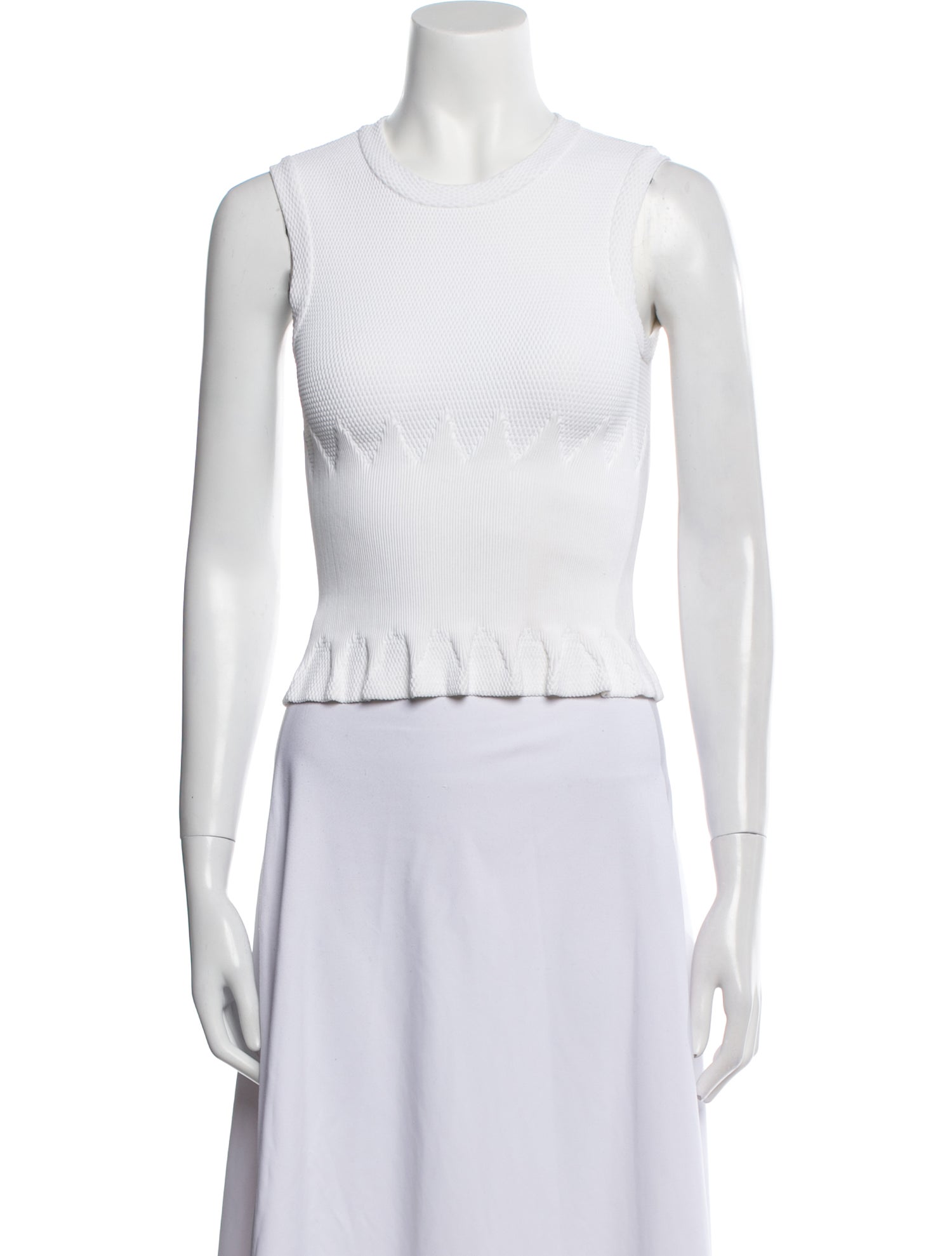 Alaïa Crew Neck Sleeveless Crop Top