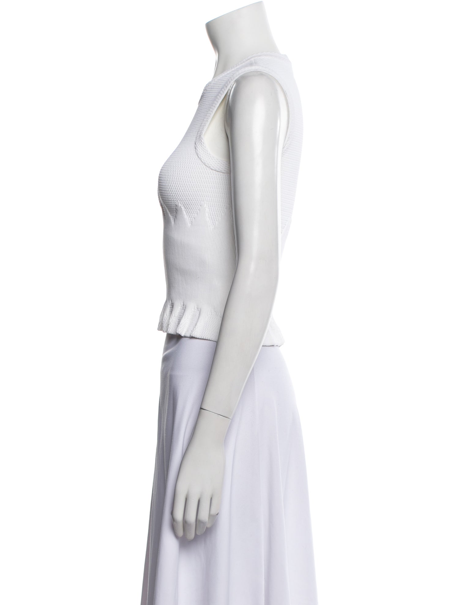 Alaïa Crew Neck Sleeveless Crop Top