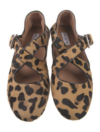 Alaïa Ponyhair Animal Print Mary Jane Flats