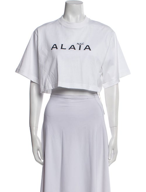 Alaïa Graphic Print Crew Neck Crop Top