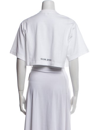 Alaïa Graphic Print Crew Neck Crop Top