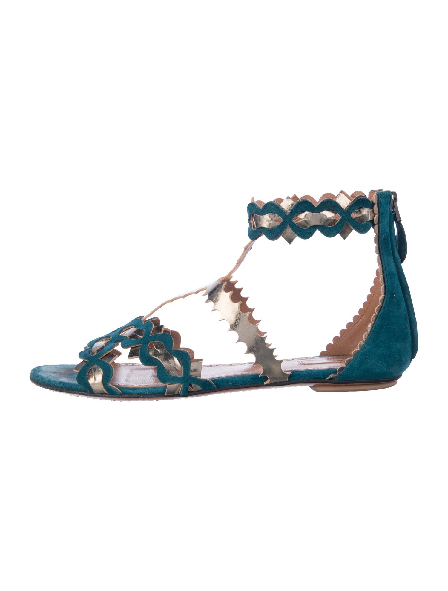 Alaïa Suede Leather Trim Embellishment Gladiator Sandals
