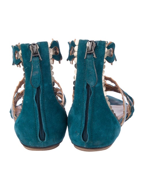 Alaïa Suede Leather Trim Embellishment Gladiator Sandals