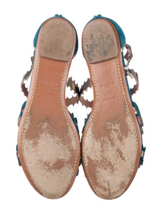 Alaïa Suede Leather Trim Embellishment Gladiator Sandals