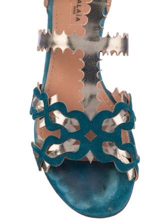 Alaïa Suede Leather Trim Embellishment Gladiator Sandals