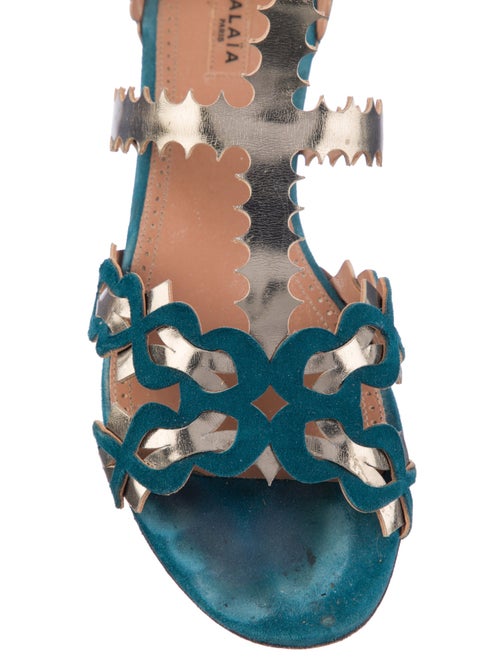 Alaïa Suede Leather Trim Embellishment Gladiator Sandals