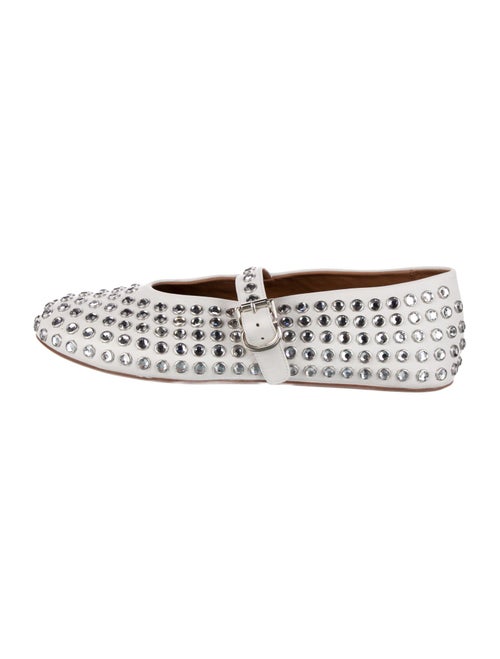 Alaïa Leather Crystal Embellishments Mary Jane Flats