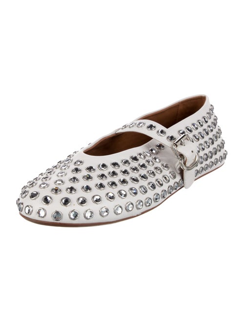 Alaïa Leather Crystal Embellishments Mary Jane Flats