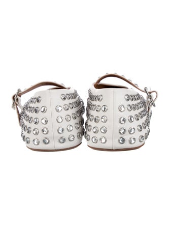 Alaïa Leather Crystal Embellishments Mary Jane Flats