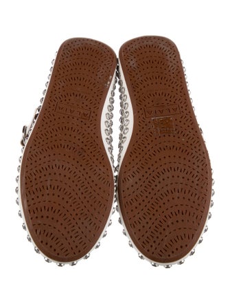 Alaïa Leather Crystal Embellishments Mary Jane Flats