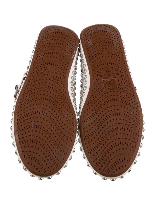 Alaïa Leather Crystal Embellishments Mary Jane Flats