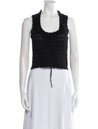 Alaïa Scoop Neck Sleeveless Crop Top