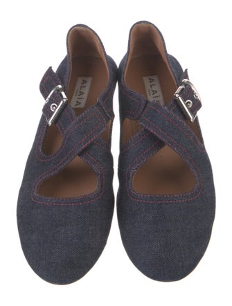 Alaïa Denim Mary Jane Flats
