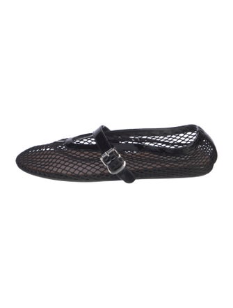 Alaïa Mesh Leather Trim Embellishment Mary Jane Flats