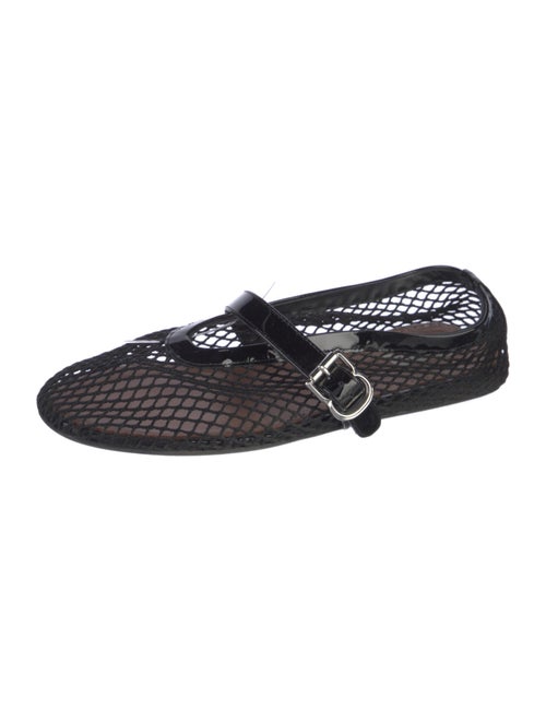 Alaïa Mesh Leather Trim Embellishment Mary Jane Flats