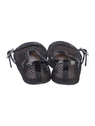 Alaïa Mesh Leather Trim Embellishment Mary Jane Flats