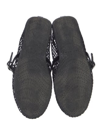 Alaïa Mesh Leather Trim Embellishment Mary Jane Flats