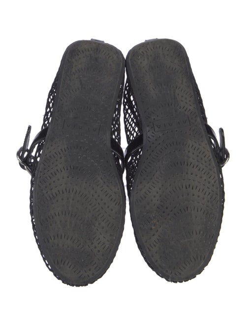 Alaïa Mesh Leather Trim Embellishment Mary Jane Flats
