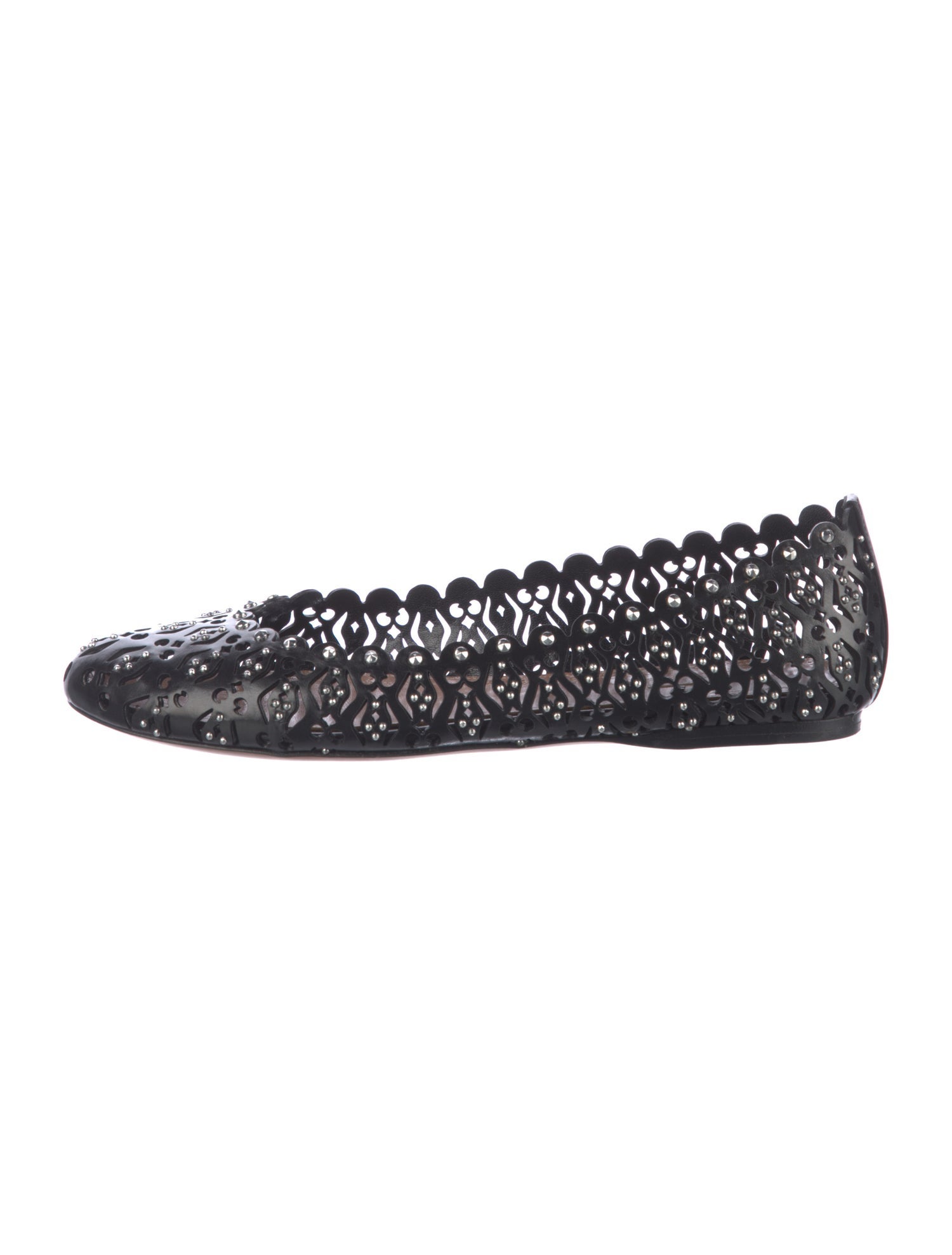 Alaïa Leather Lasercut Accents Ballet Flats