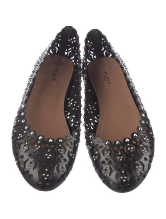Alaïa Leather Lasercut Accents Ballet Flats