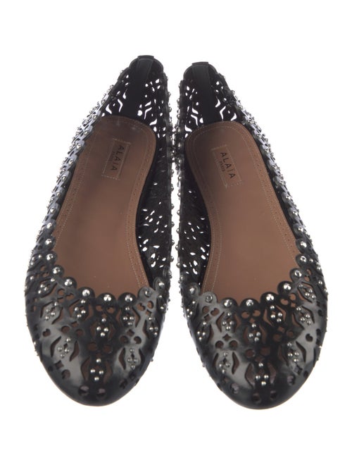 Alaïa Leather Lasercut Accents Ballet Flats