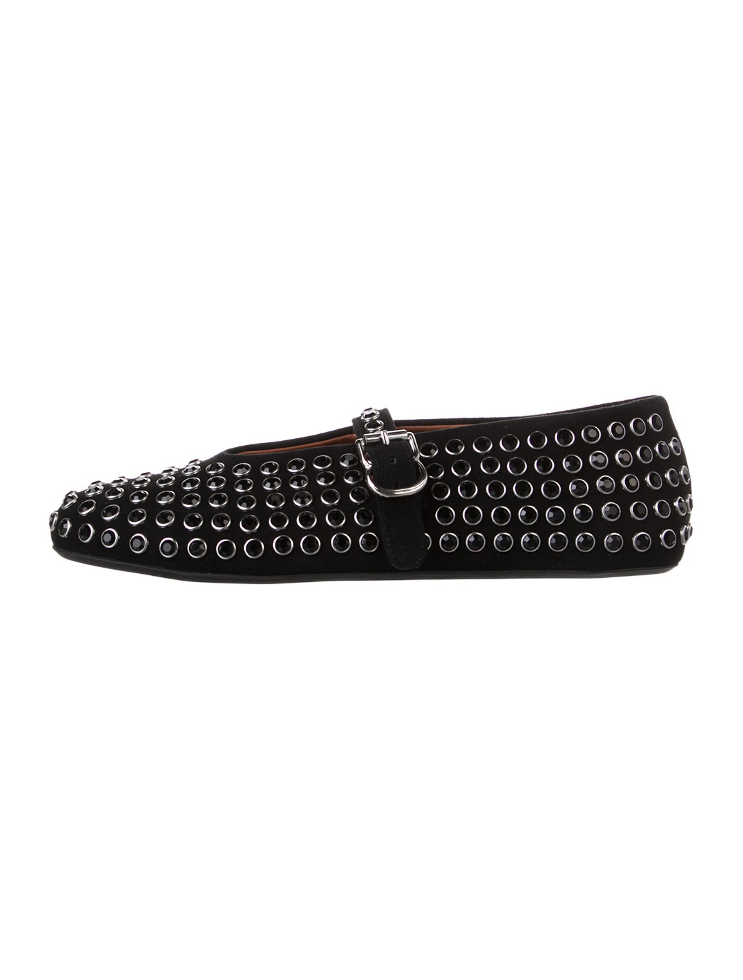 Alaïa Suede Crystal Embellishments Ballet Flats