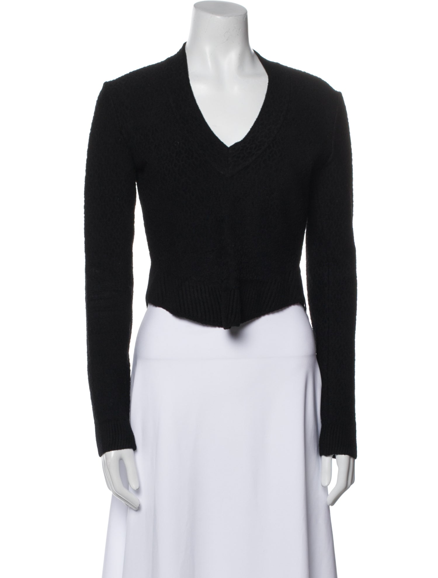 Alaïa V-Neck Long Sleeve Crop Top