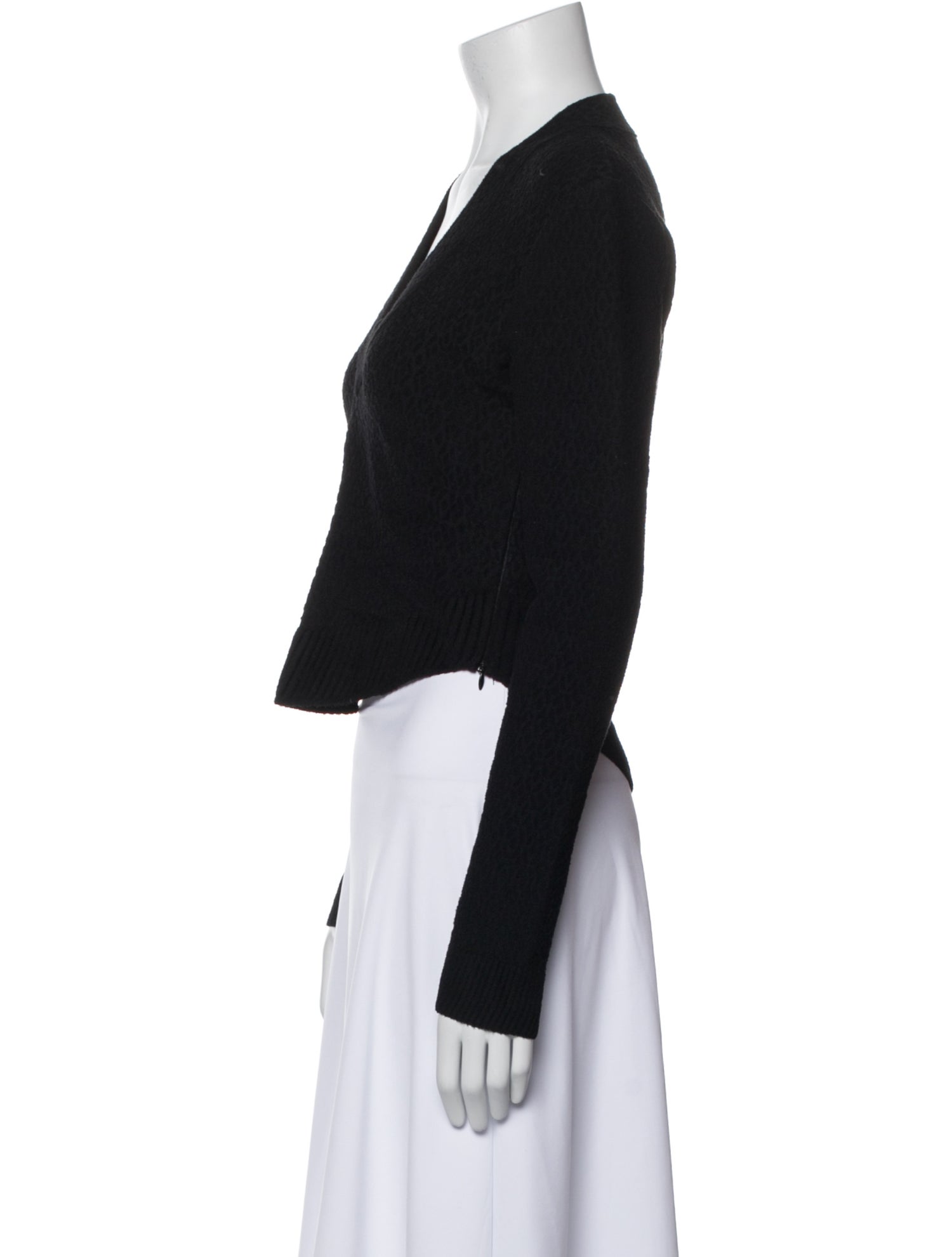 Alaïa V-Neck Long Sleeve Crop Top