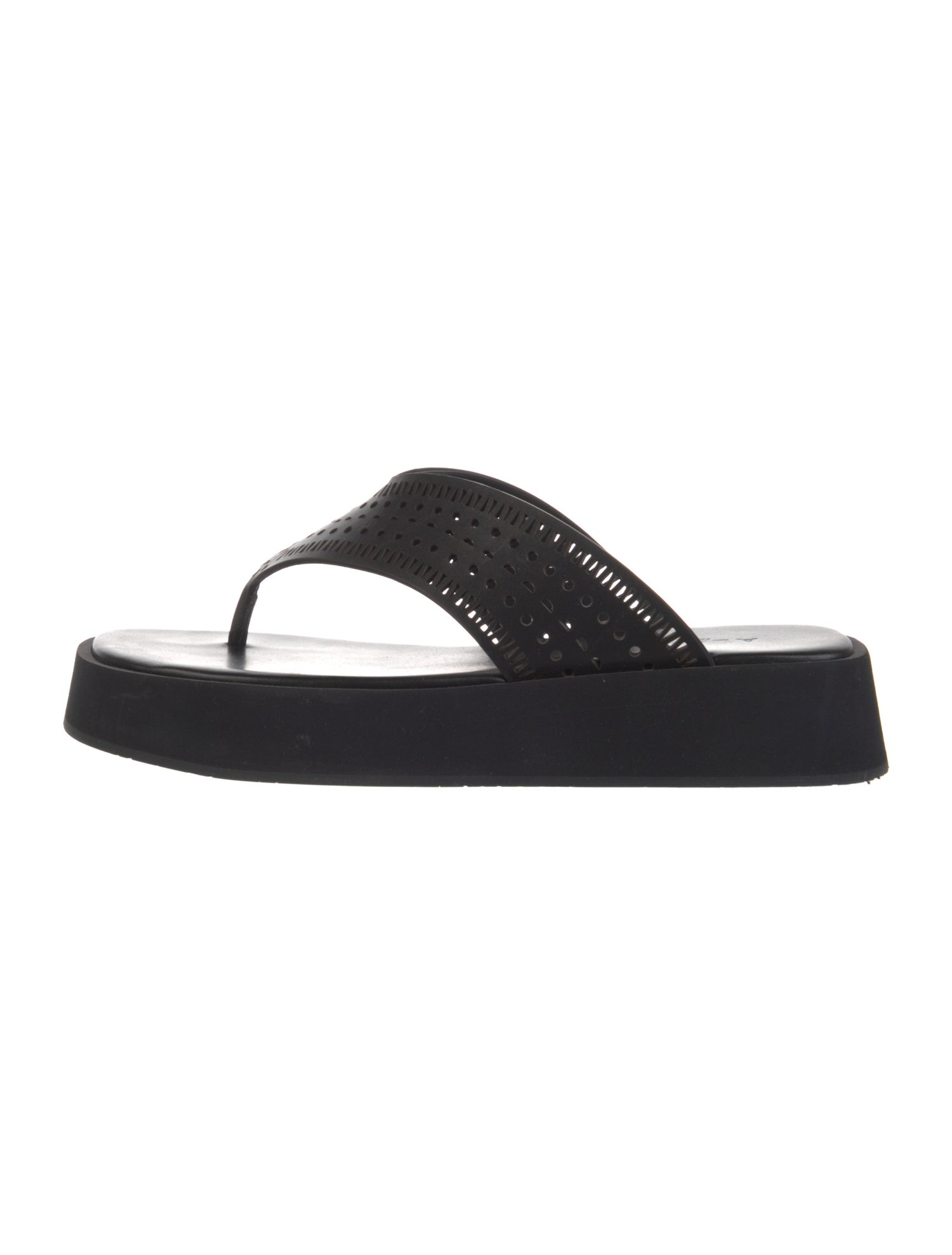 Alaïa Leather Lasercut Accents Flip Flops