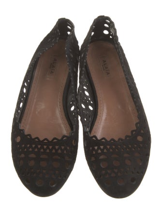 Alaïa Suede Lasercut Accents Ballet Flats