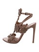 Alaïa Leather Studded Accents T-Strap Sandals