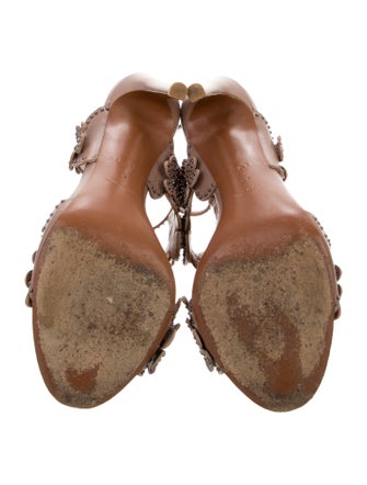 Alaïa Leather Studded Accents T-Strap Sandals