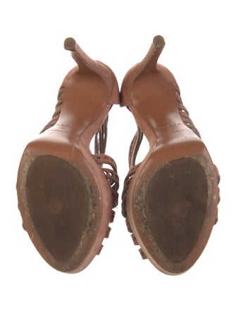 Alaïa Suede Lasercut Accents T-Strap Pumps