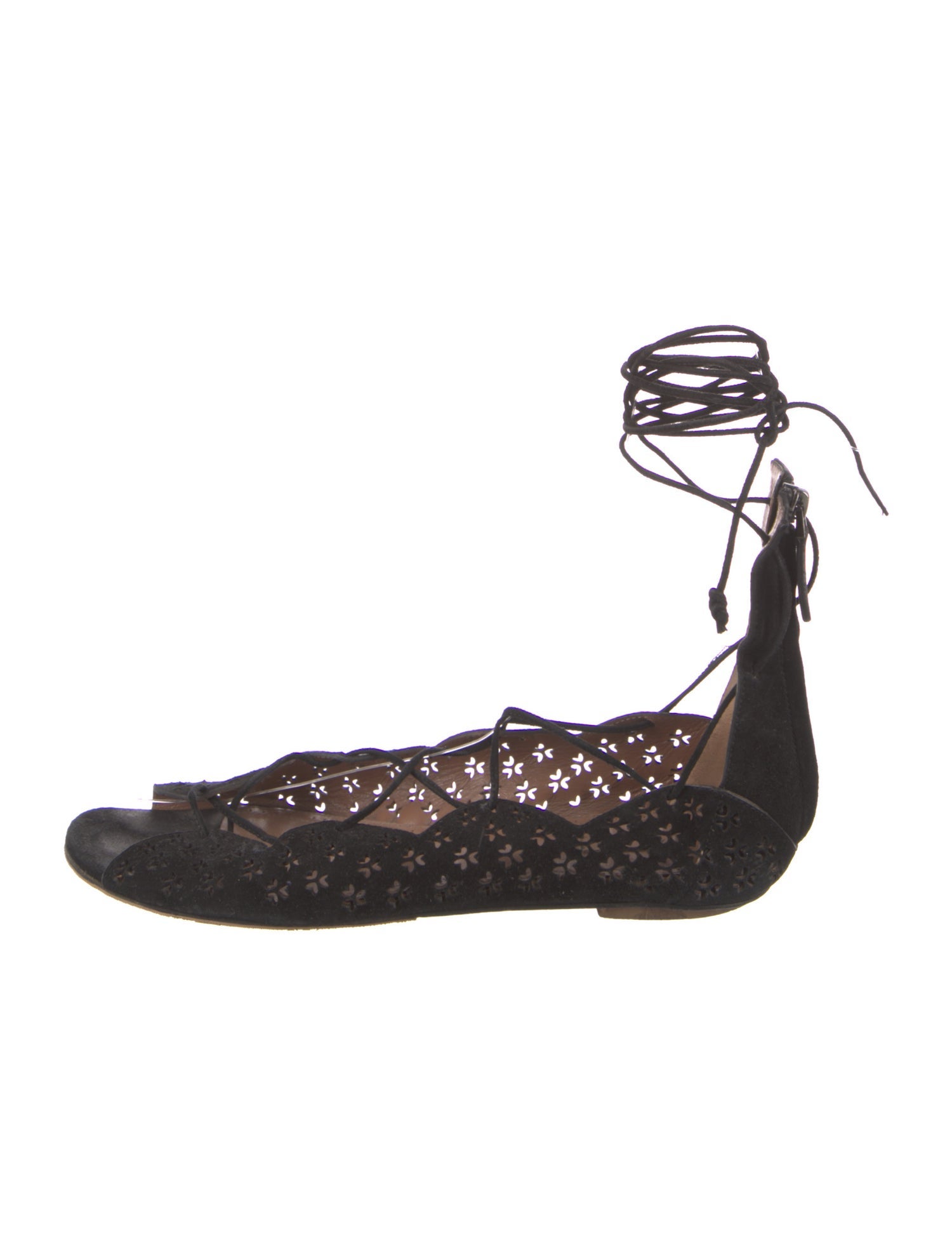 Alaïa Suede Lasercut Accents Ballet Flats
