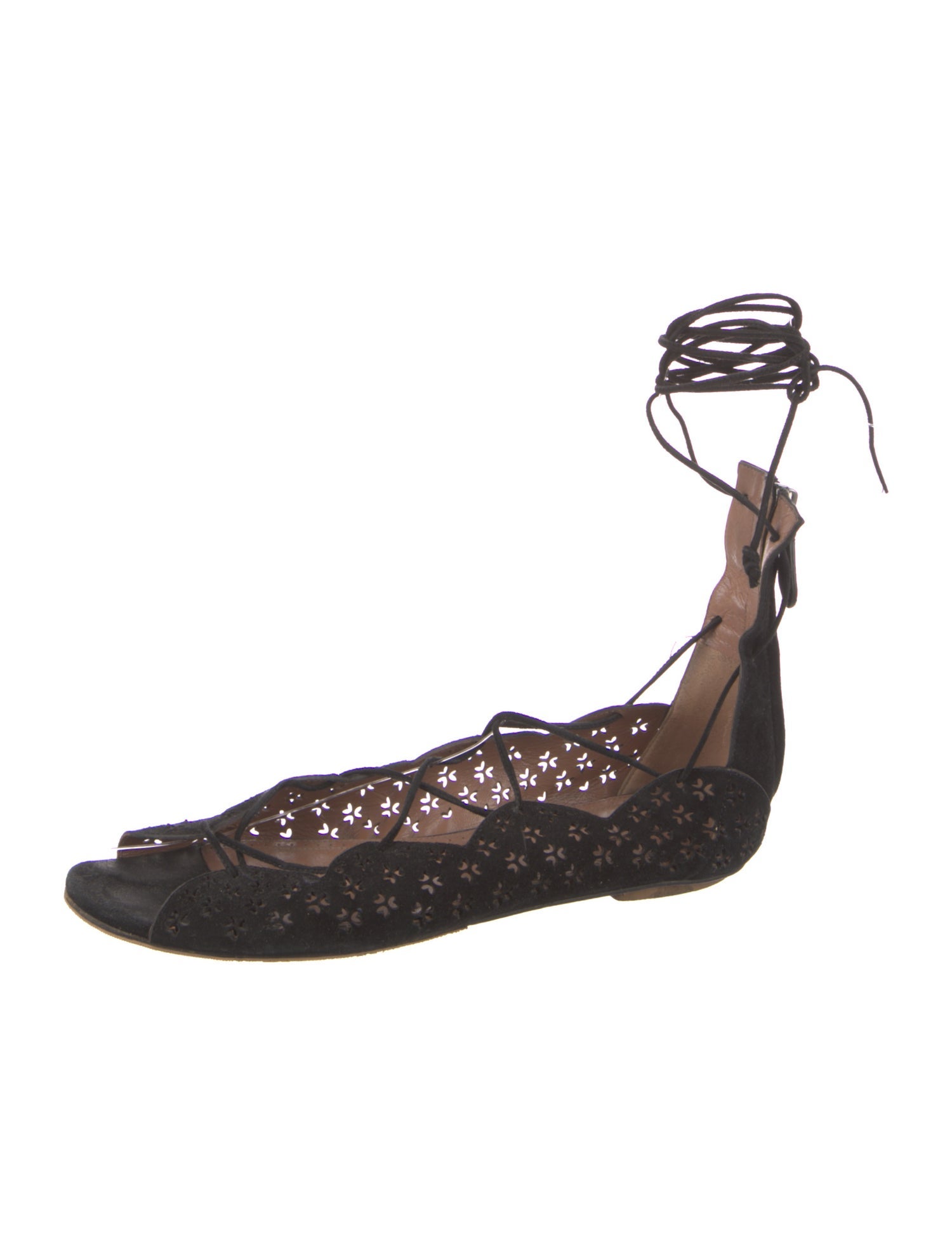 Alaïa Suede Lasercut Accents Ballet Flats
