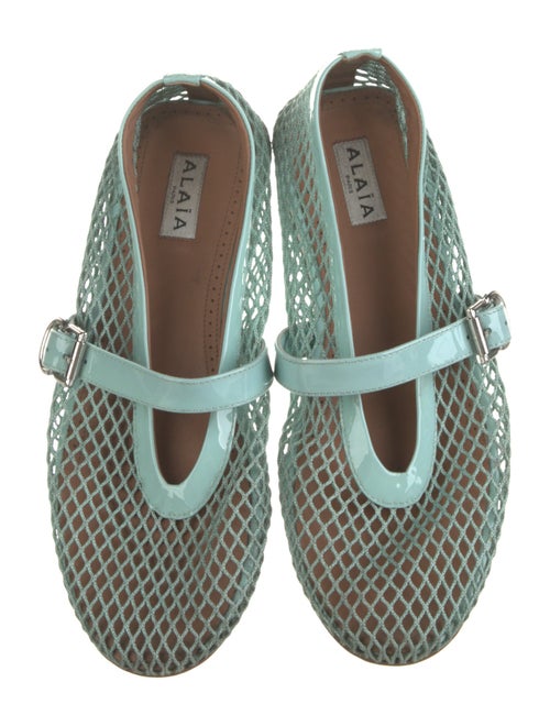Alaïa Mesh Leather Trim Embellishment Mary Jane Flats
