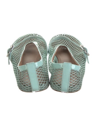Alaïa Mesh Leather Trim Embellishment Mary Jane Flats