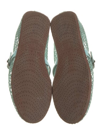 Alaïa Mesh Leather Trim Embellishment Mary Jane Flats