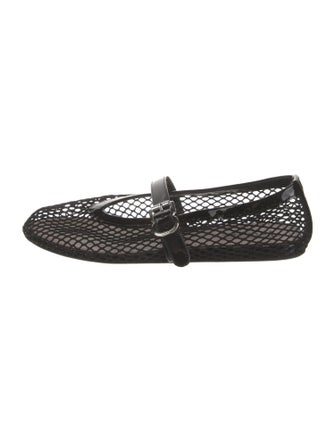 Alaïa Mesh Leather Trim Embellishment Mary Jane Flats