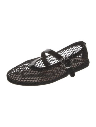 Alaïa Mesh Leather Trim Embellishment Mary Jane Flats