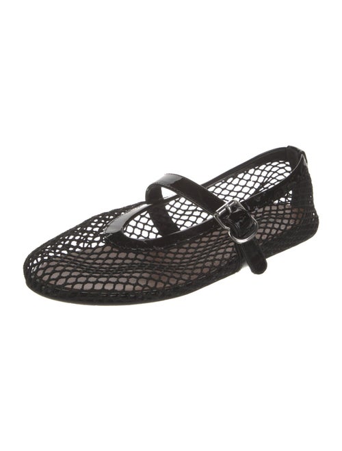 Alaïa Mesh Leather Trim Embellishment Mary Jane Flats