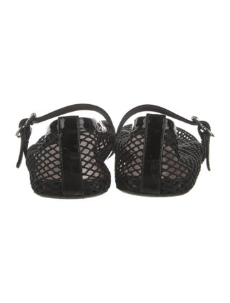 Alaïa Mesh Leather Trim Embellishment Mary Jane Flats