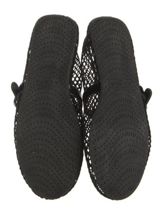 Alaïa Mesh Leather Trim Embellishment Mary Jane Flats