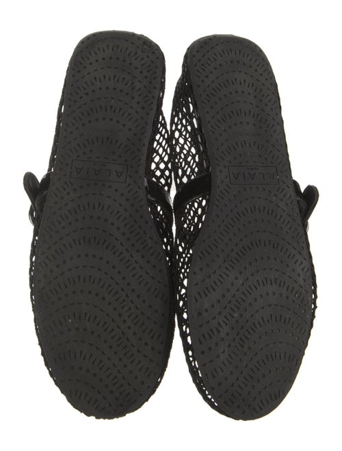 Alaïa Mesh Leather Trim Embellishment Mary Jane Flats