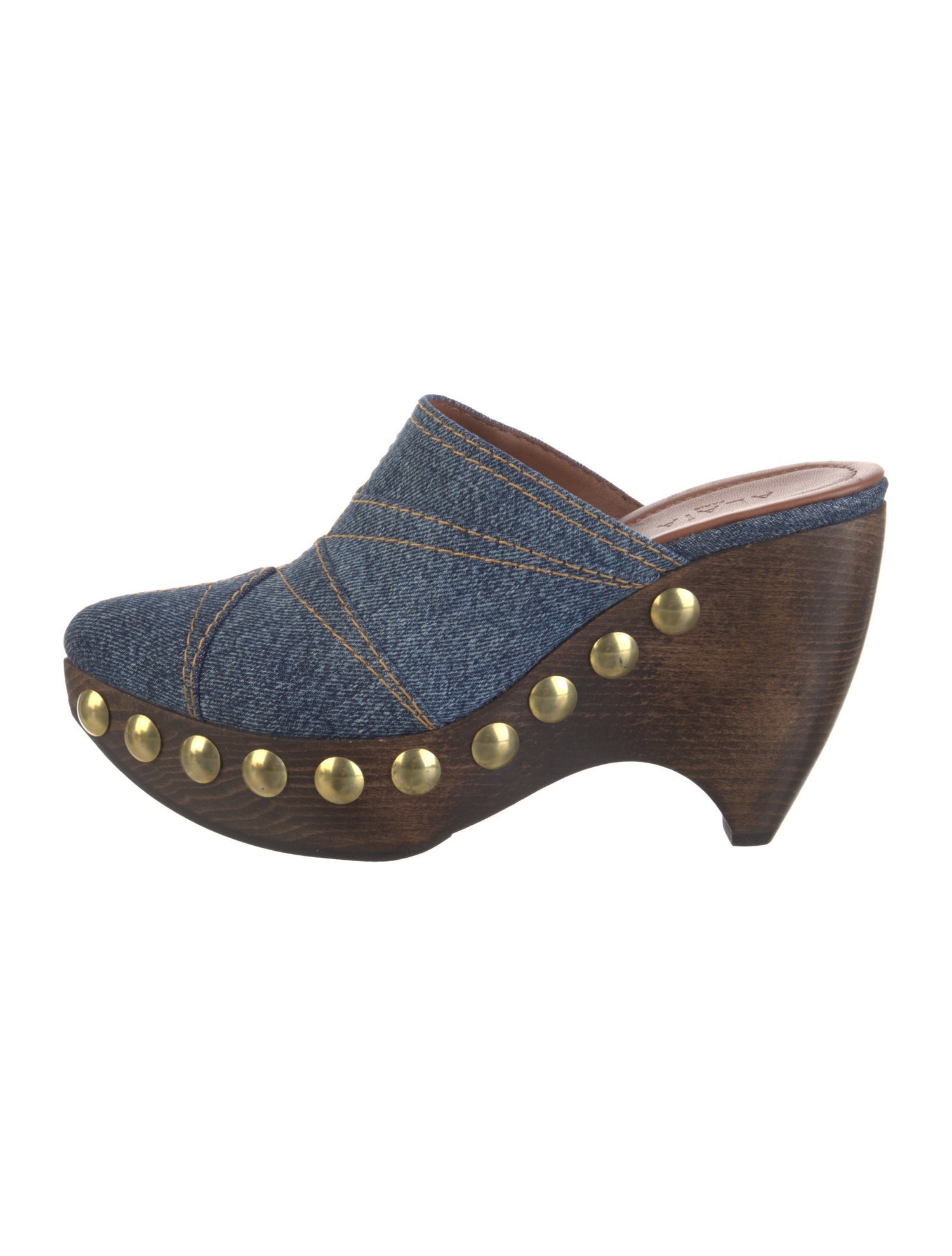 Alaïa Denim Studded Accents Mules w/ Tags