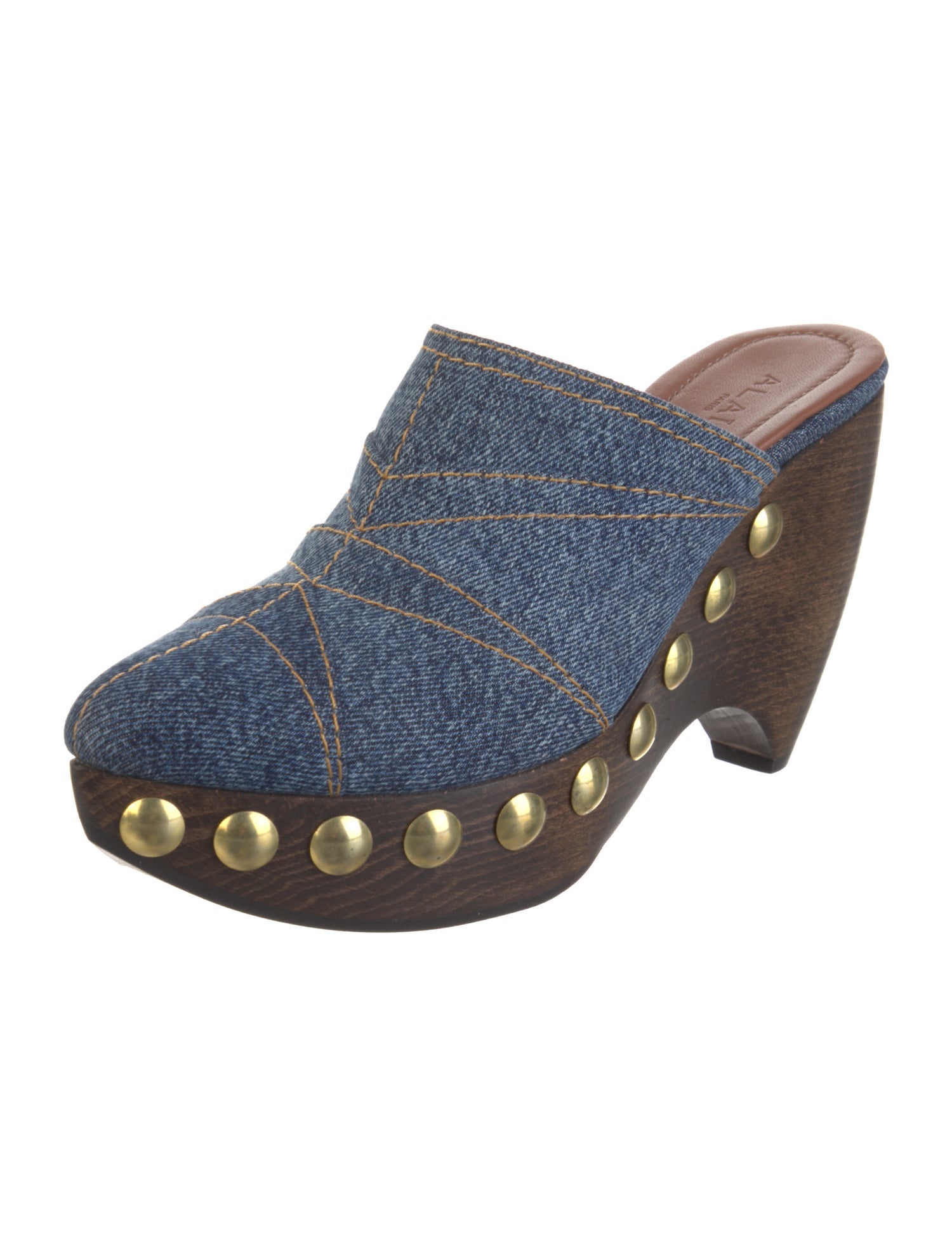 Alaïa Denim Studded Accents Mules w/ Tags