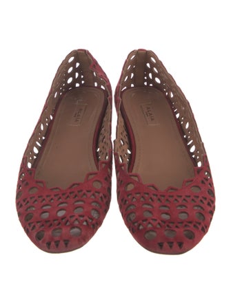 Alaïa Suede Lasercut Accents Ballet Flats