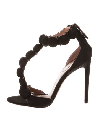 Alaïa Spike Accents Suede T-Strap Sandals