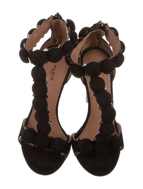 Alaïa Spike Accents Suede T-Strap Sandals