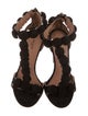 Alaïa Spike Accents Suede T-Strap Sandals